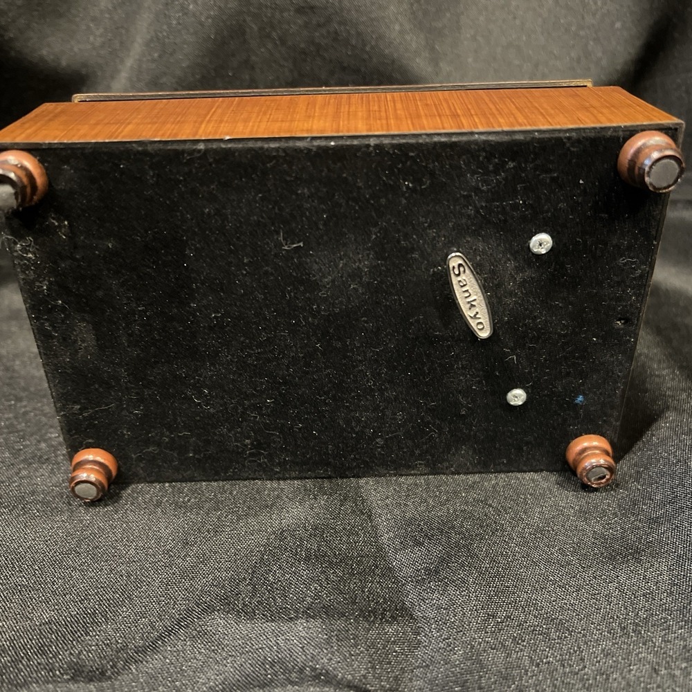 Wooden Music Musical Jewelry Box Glass Picture frame Hinged Lid Sankyo Movement - Picture 8 of 11